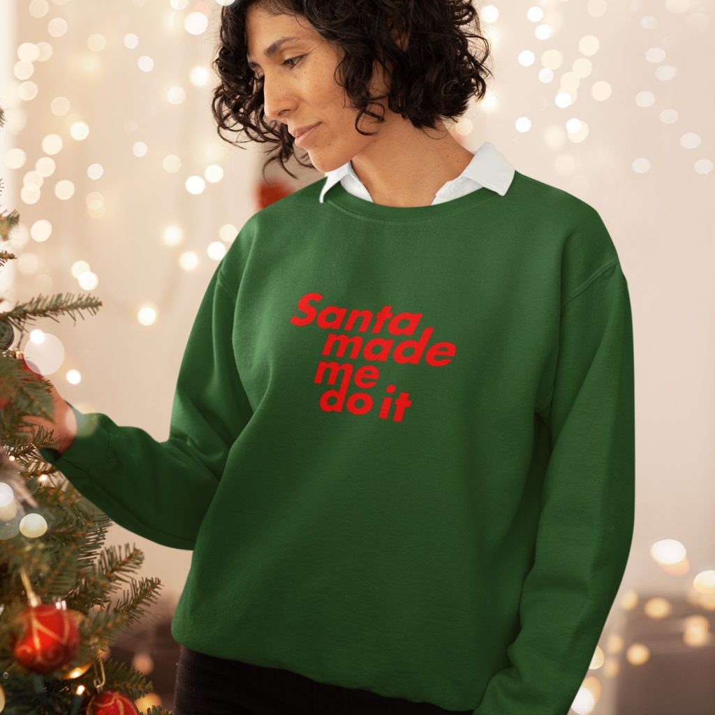 Foute Kersttrui Groen Santa Made Me Do It Red