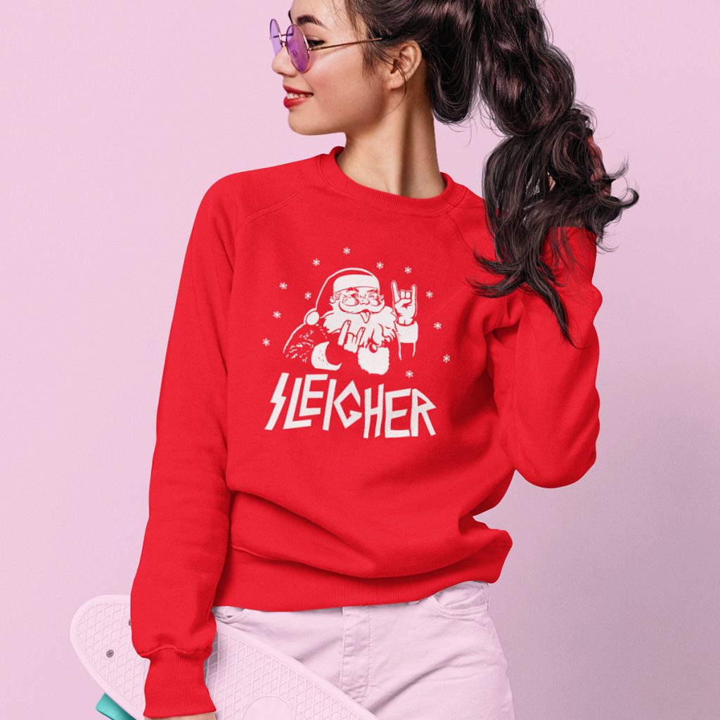 Foute Kersttrui Rood Sleigher Wit