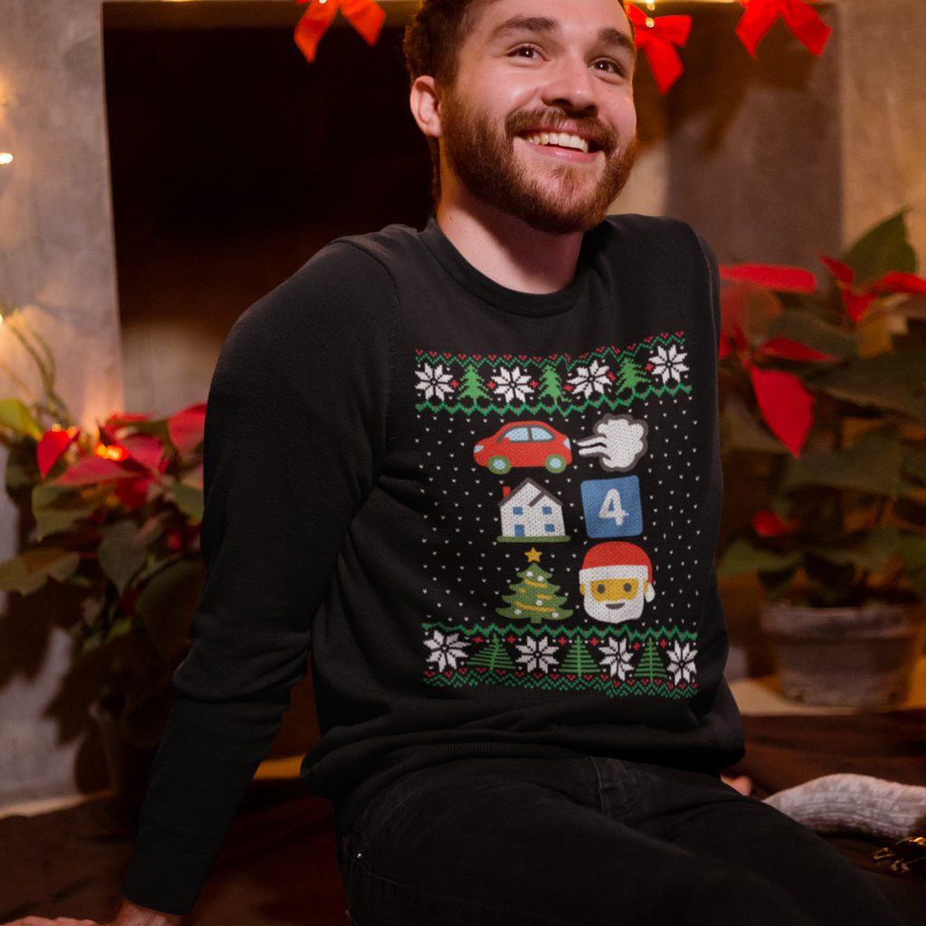 Foute Kersttrui Zwart Driving Home For Christmas