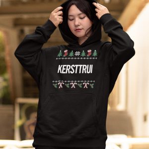 Dames Kerst Hoodie Zwart Candy Cane Kersttrui