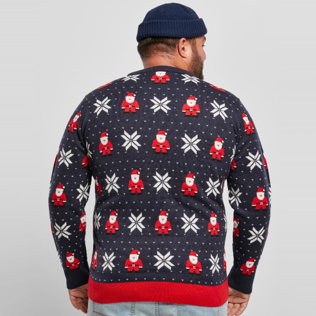 Foute Kersttrui Heren Blauw Kerstman Grote Maat