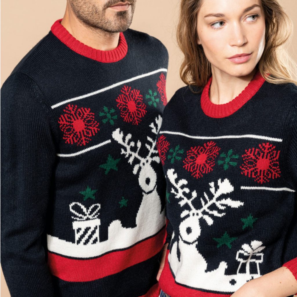 Foute Gebreide Kersttrui Klassiek Rendier Nightnavy