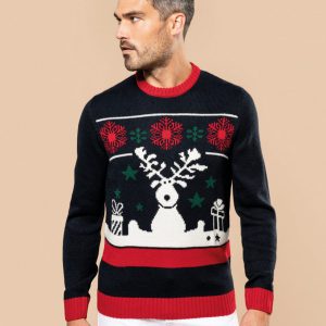 Foute Kersttrui Klassiek Rendier Nightnavy Heren