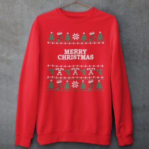 Foute Kersttrui Rood Candy Cane Merry Christmas Productfoto