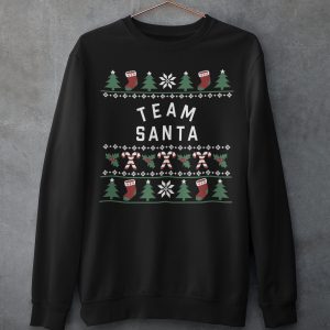 Foute Kersttrui Zwart Candy Cane Team Santa Productfoto