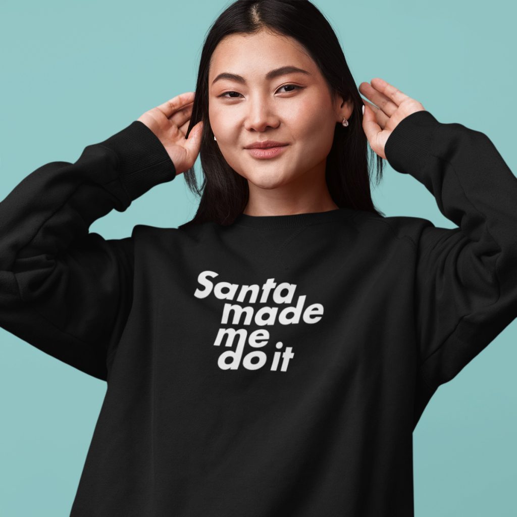 Foute Kersttrui Zwart Santa Made Me Do It Dames