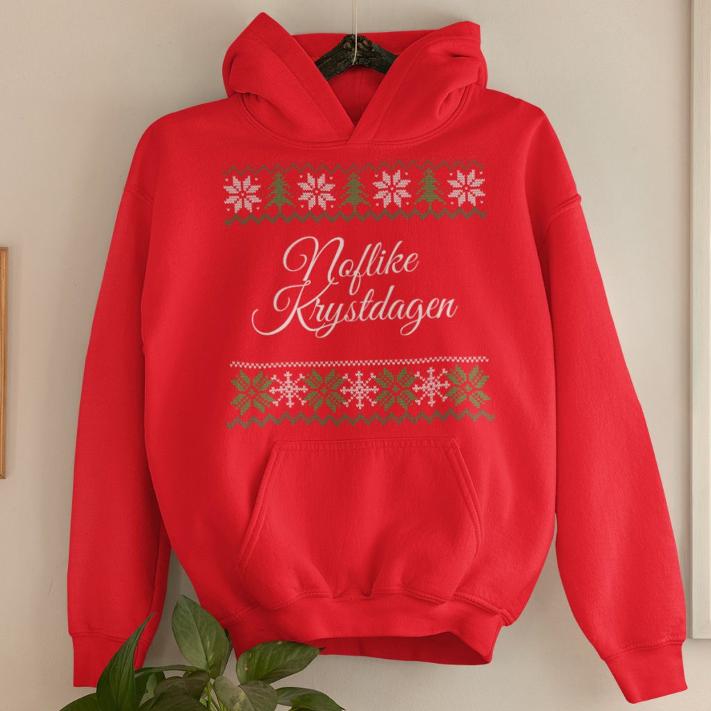 Friese Kerst Hoodie Rood Noflike Krystdagen Snowy Trees Product