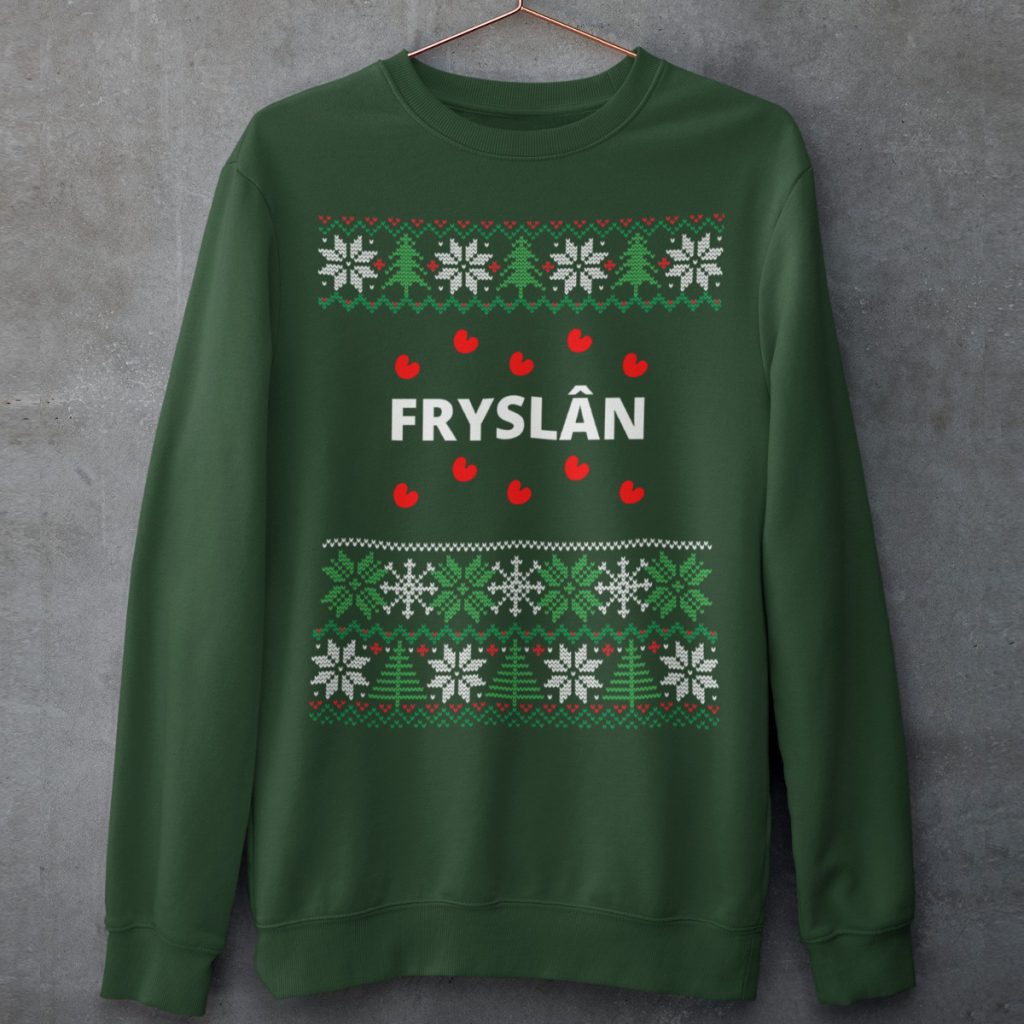 Friese Kersttrui Groen Fryslan Snowy Trees Product