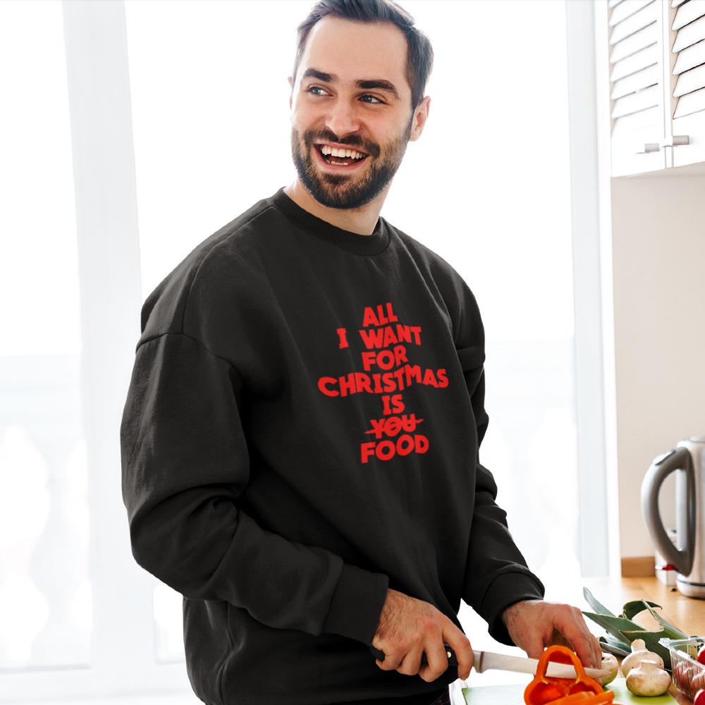 kersttrui all i want for christmas is food kerstkado