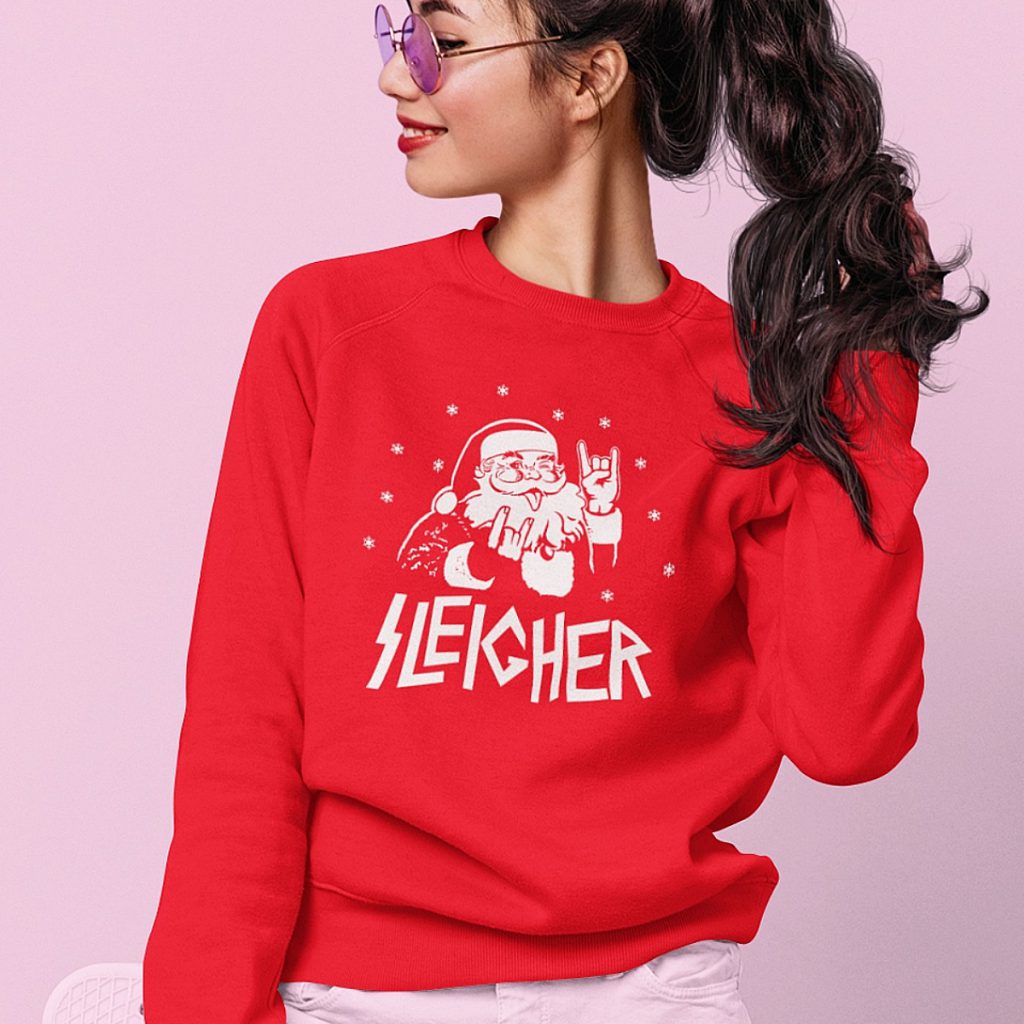 Foute kersttrui Rood Sleigher