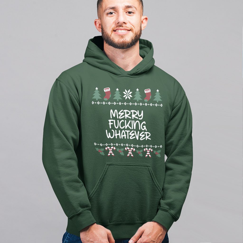 Foute Kerst Hoodie Groen Merry Fucking Whatever