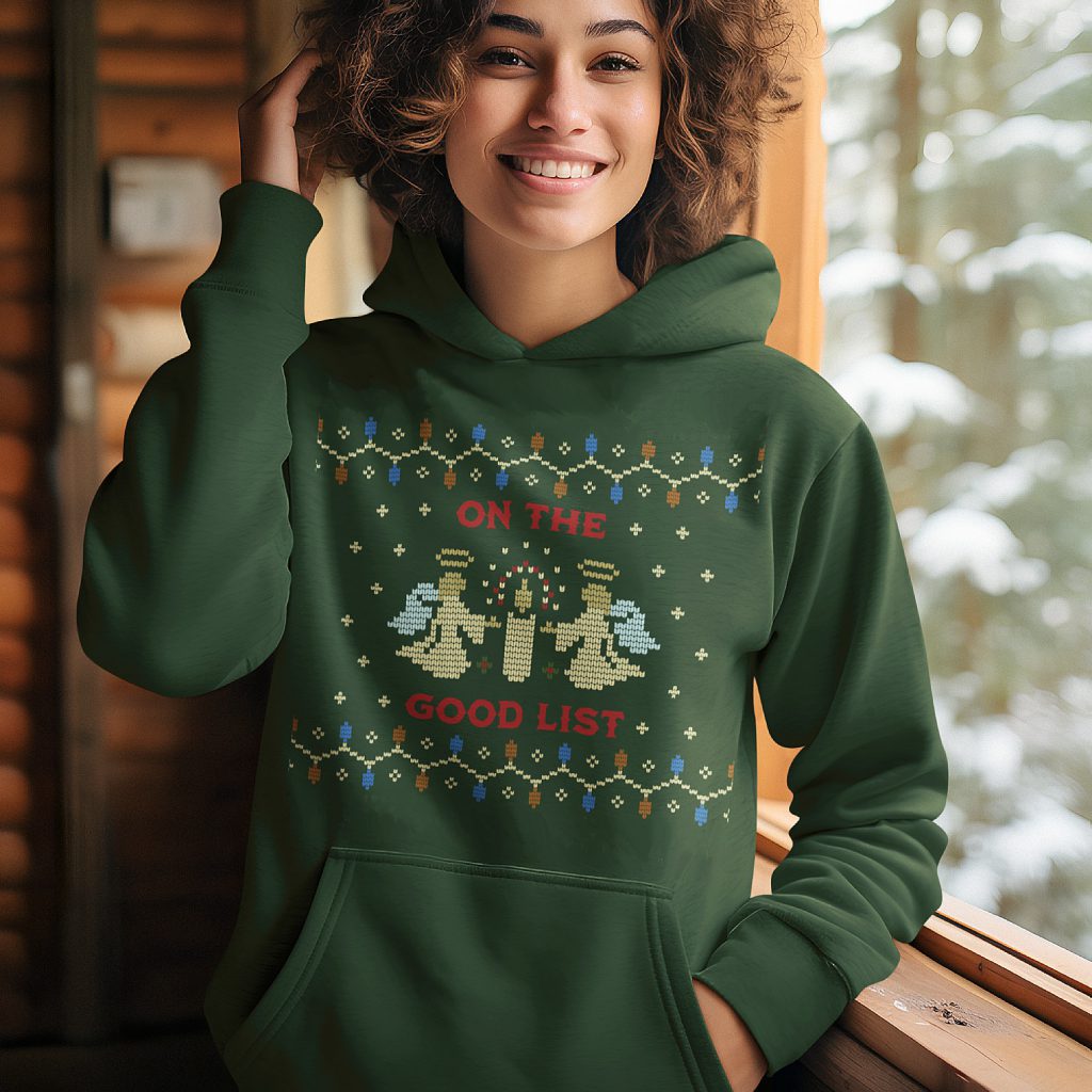 Foute Kerst Hoodie Groen On The Good List