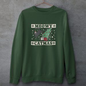 Foute Kersttrui Groen Meowy Catmas