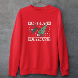 Foute Kersttrui Rood Meowy Catmas