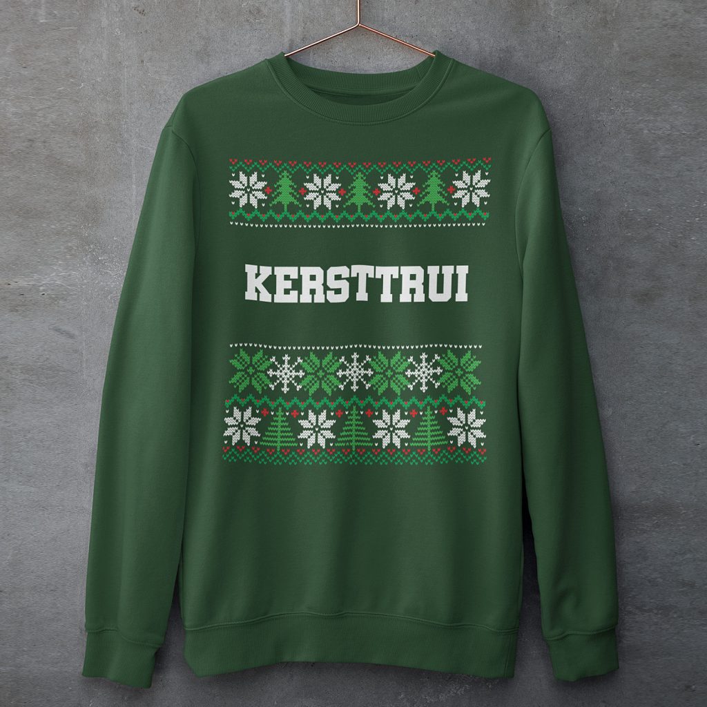 Foute Kersttrui Groen Met Tekst Kersttrui College