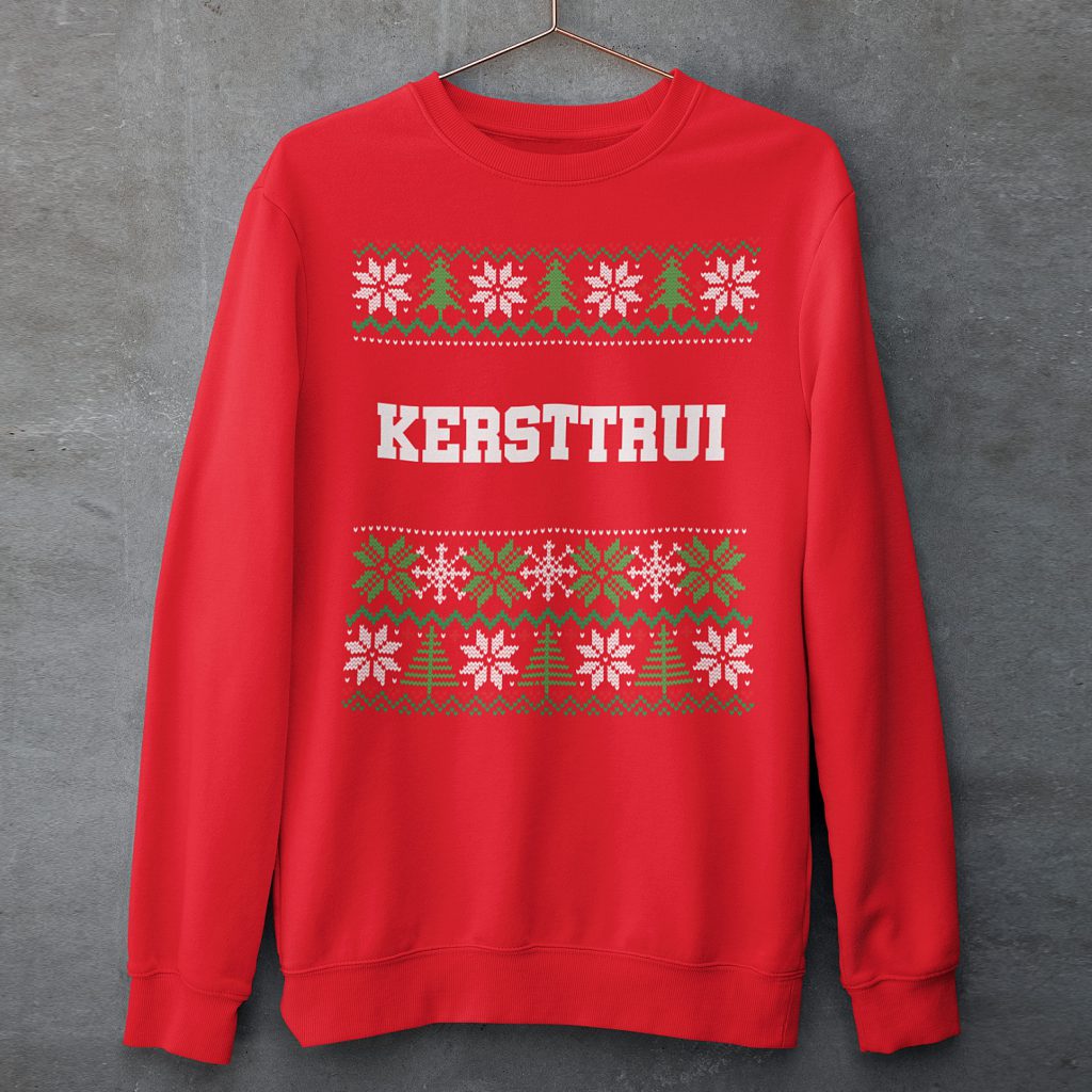 Foute Kersttrui Rood Met Tekst Kersttrui College