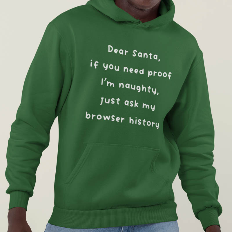 Foute Kerst Hoodie Groen Dear Santa Check My Browser History