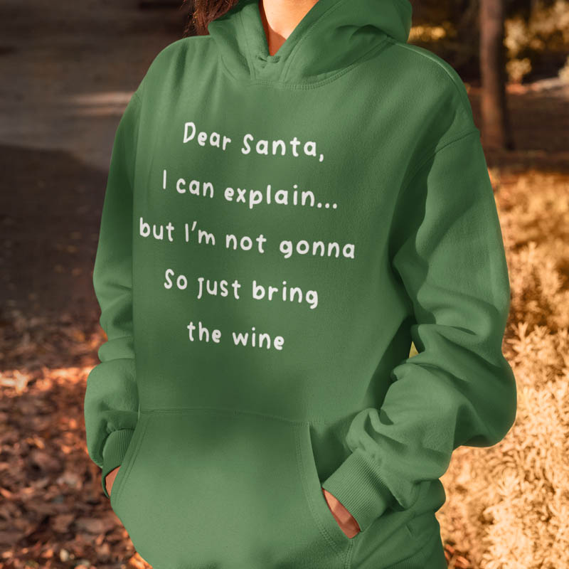 Foute Kerst Hoodie Groen Vrouw Bring the Wine