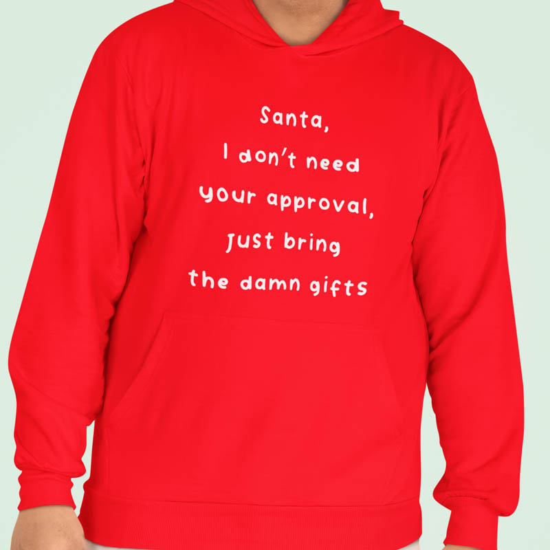 Foute Kerst Hoodie Rood Bring the damn gifts