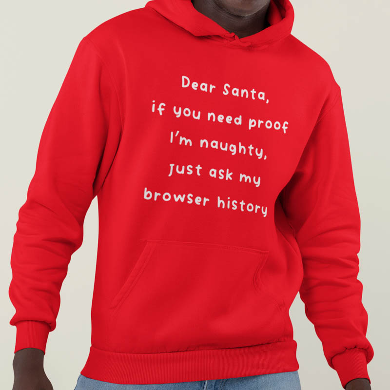 Foute Kerst Hoodie Rood Dear Santa Check My Browser History