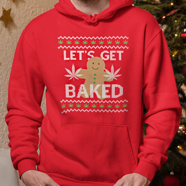 Foute Kerst Hoodie Rood Man Lets Get Baked