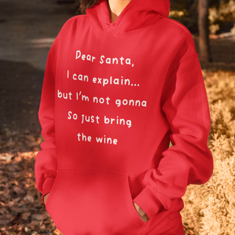 Foute Kerst Hoodie Rood Vrouw Bring the Wine