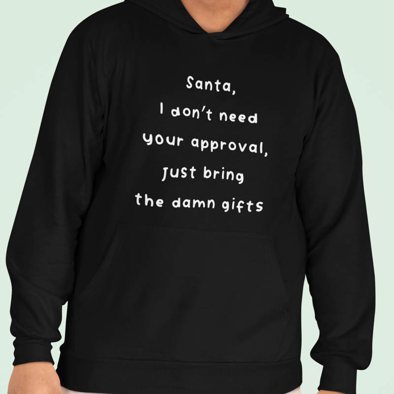 Foute Kerst Hoodie Zwart Bring the damn gifts