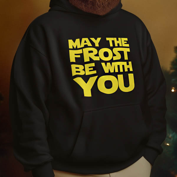 Foute Kerst Hoodie Zwart Man May The Frost Be With You