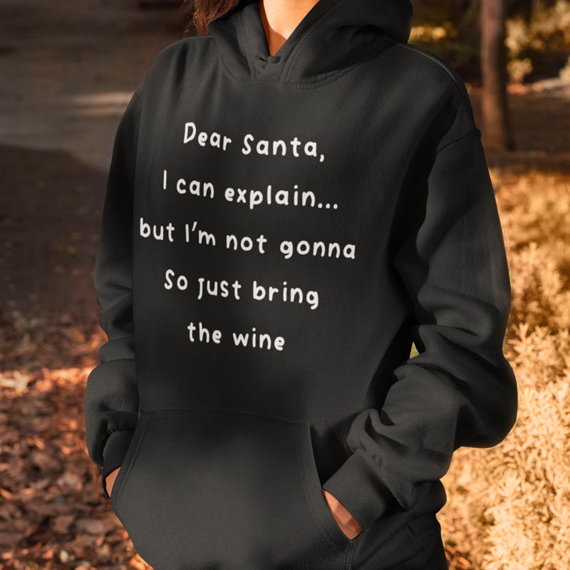 Foute Kerst Hoodie Zwart Vrouw Bring the Wine
