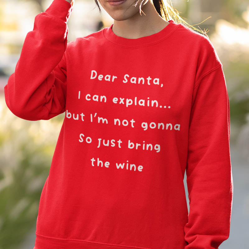 Foute Kerst Sweater Rood Vrouw Bring the wine
