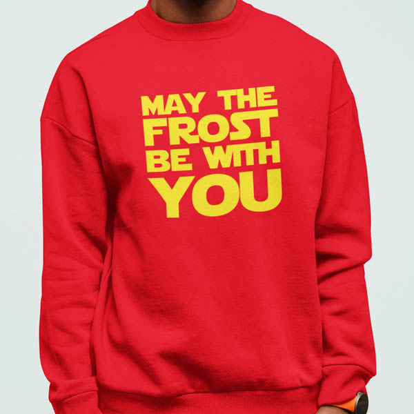 Foute Kersttrui Rood Man May The Frost Be With You