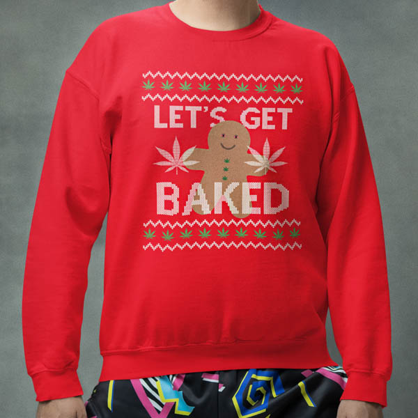 Foute Kersttrui Rood man Lets Get Baked