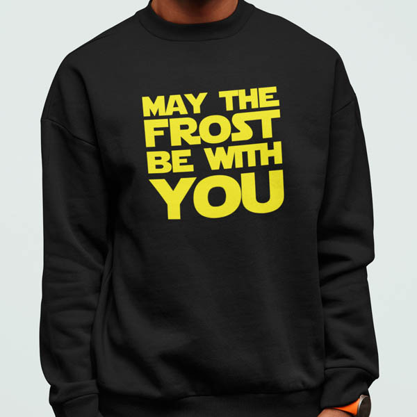 Foute Kersttrui Zwart Man May The Frost Be With You
