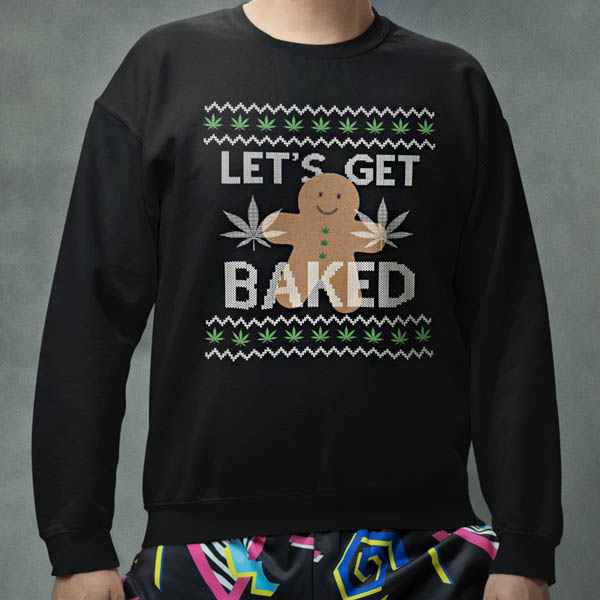 Foute Kersttrui Zwart man Lets Get Baked