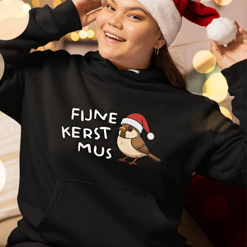 Foute Kerst Hoodie Fijne Kerstmus Zwart