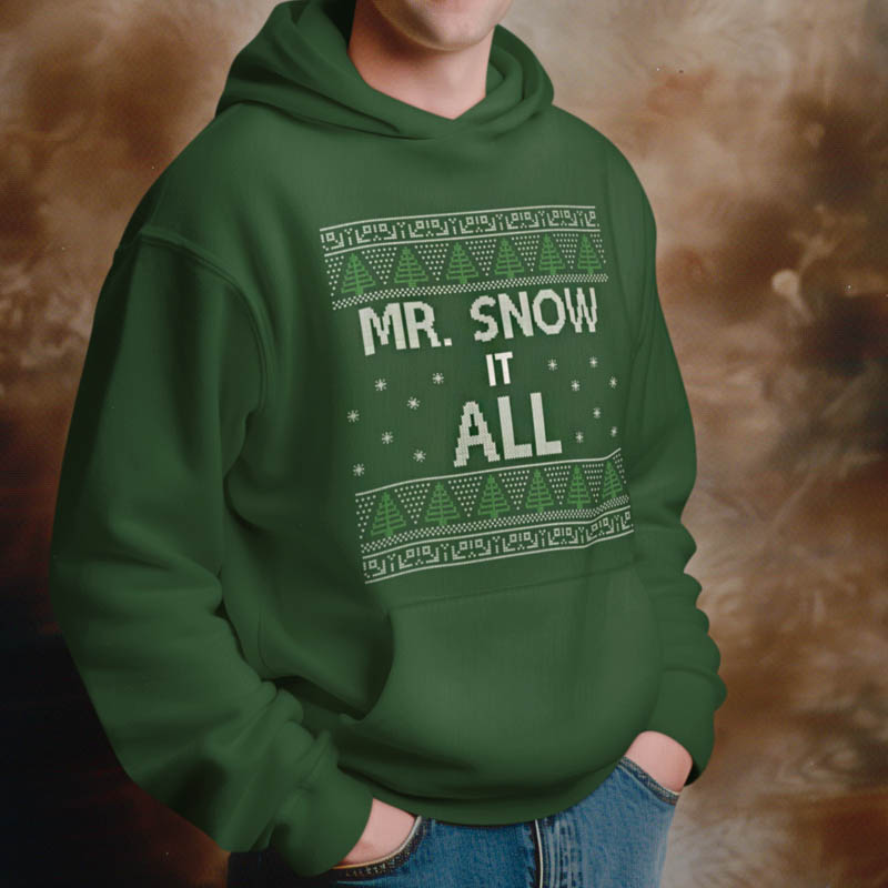 Foute Kerst Hoodie Mr.Snow it all Groen