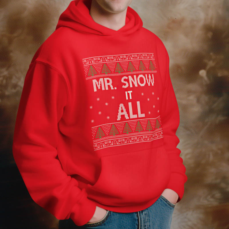 Foute Kerst Hoodie Mr.Snow it all Rood