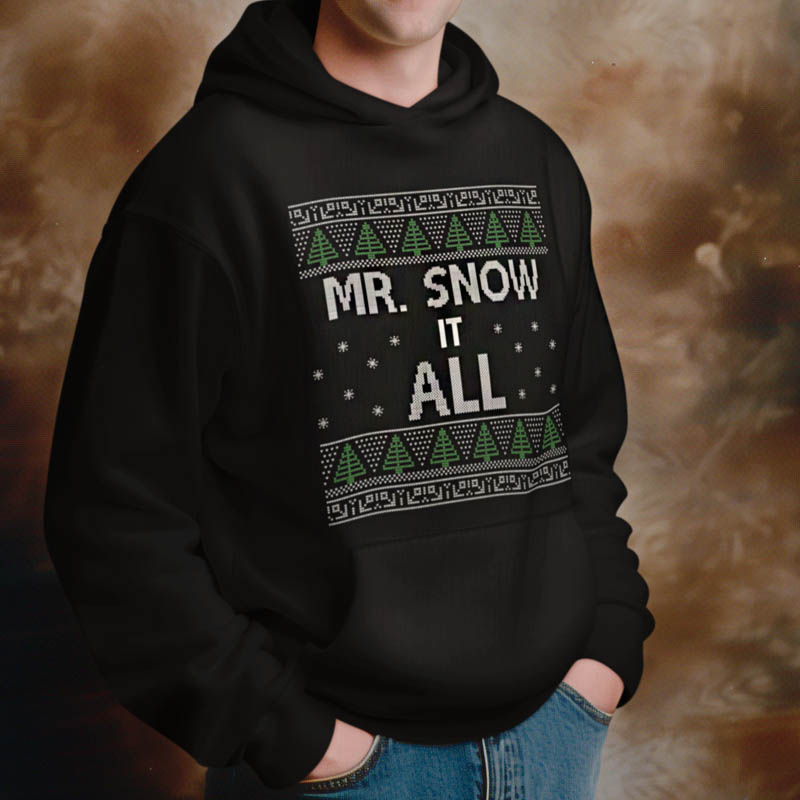 Foute Kerst Hoodie Mr.Snow it all Zwart