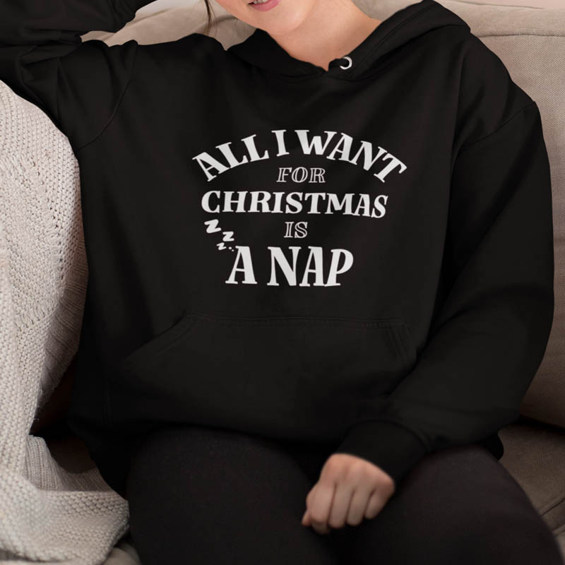 Foute Kerst Hoodie Zwart All i Want For Christmas Is A Nap