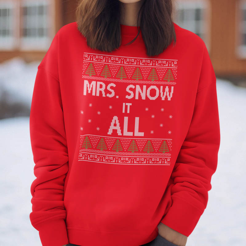 Foute Kerst Sweater Mrs.Snow it all Rood