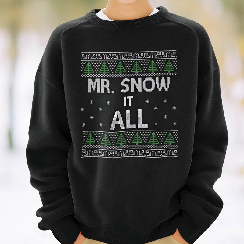 Foute Kerst Sweater Zwart Mr.Snow It All