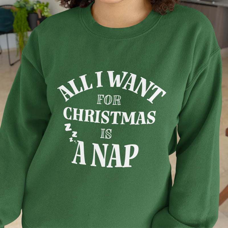 Foute Kerst Trui Groen All i want for christmas is a nap