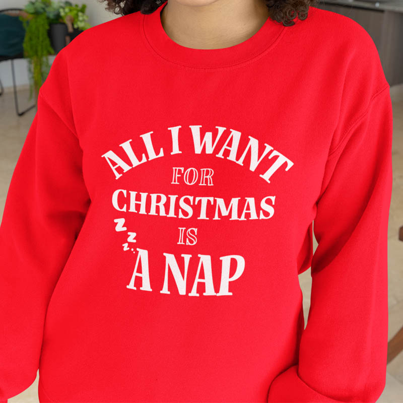 Foute Kerst Trui Rood All i want for christmas is a nap
