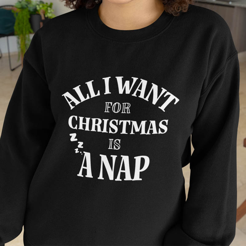 Foute Kerst Trui Zwart All i want for christmas is a nap