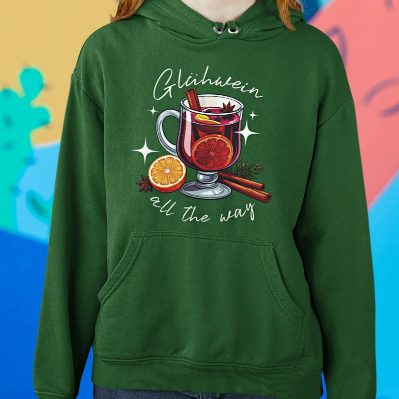 Foute Kerst Hoodie Gluhwein All The Way Groen