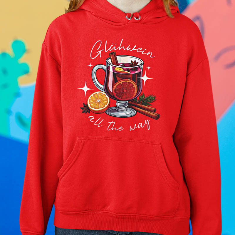 Foute Kerst Hoodie Gluhwein All The Way Rood