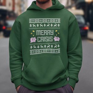 Foute Kerst Hoodie Man Groen Merry Crisis Piggybank