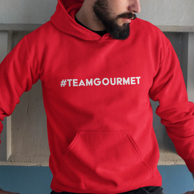 Foute Kerst Hoodie Rood Man #TeamGourmet