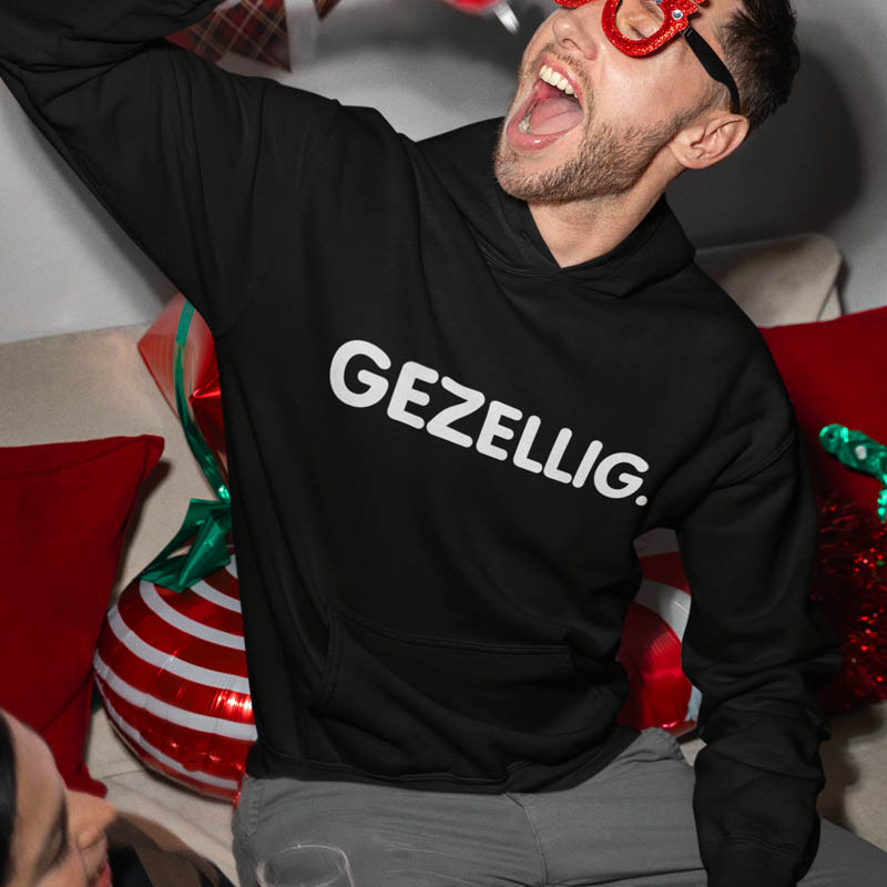 Foute Kerst Hoodie Zwart Man Gezellig