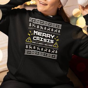 Foute Kerst Hoodie Zwart Vrouw Merry Crisis And A Happy New Fear